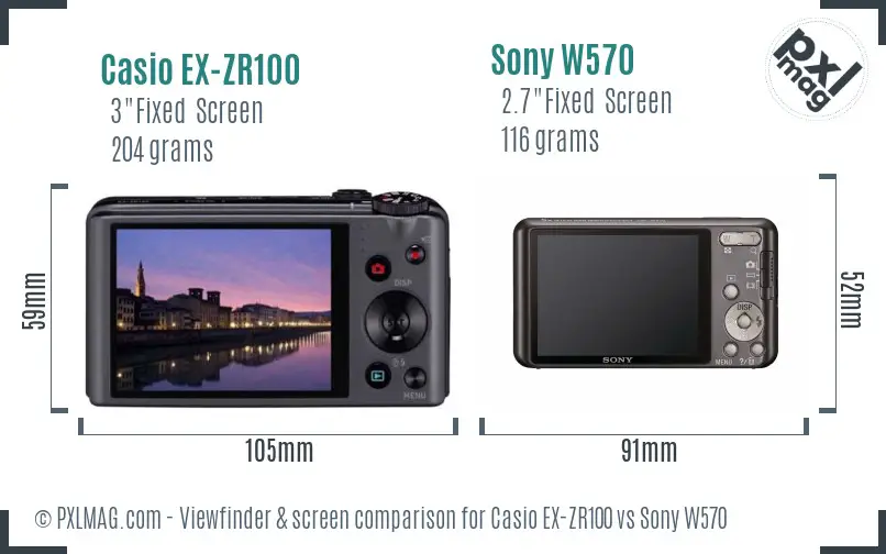 Casio EX-ZR100 vs Sony W570 Screen and Viewfinder comparison