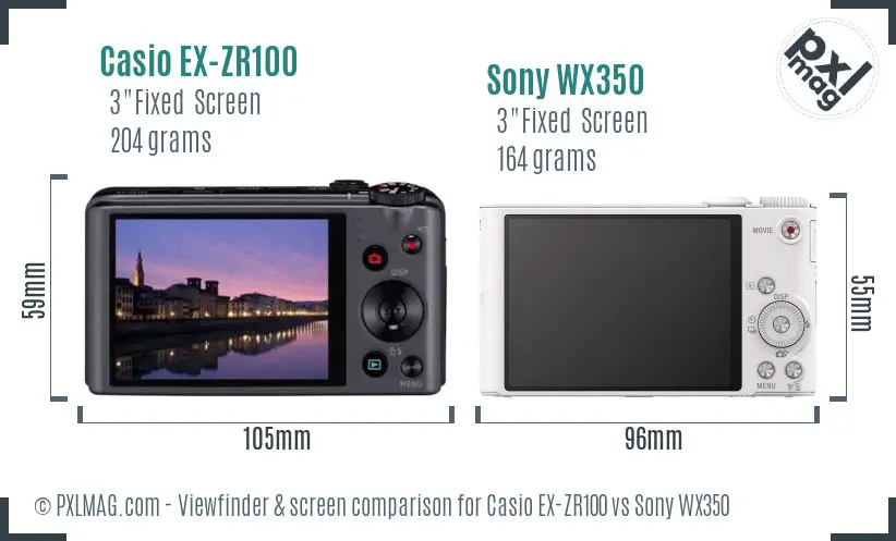 Casio EX-ZR100 vs Sony WX350 Screen and Viewfinder comparison