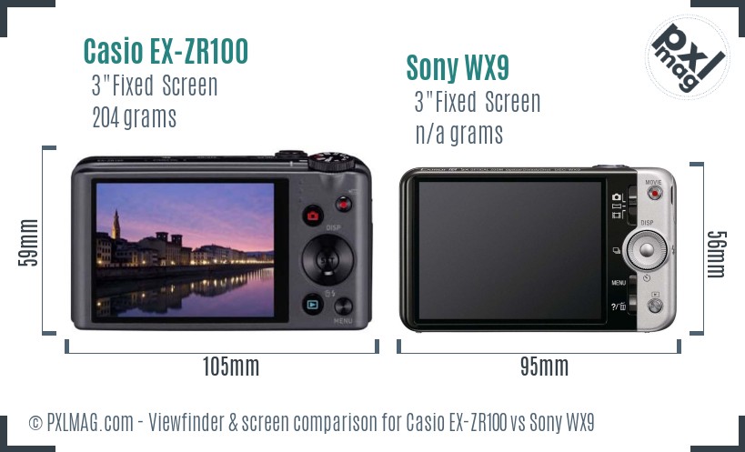 Casio EX-ZR100 vs Sony WX9 Screen and Viewfinder comparison