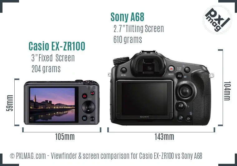 Casio EX-ZR100 vs Sony A68 Screen and Viewfinder comparison Casio EX-ZR100 vs Sony A68 Screen and Viewfinder comparison