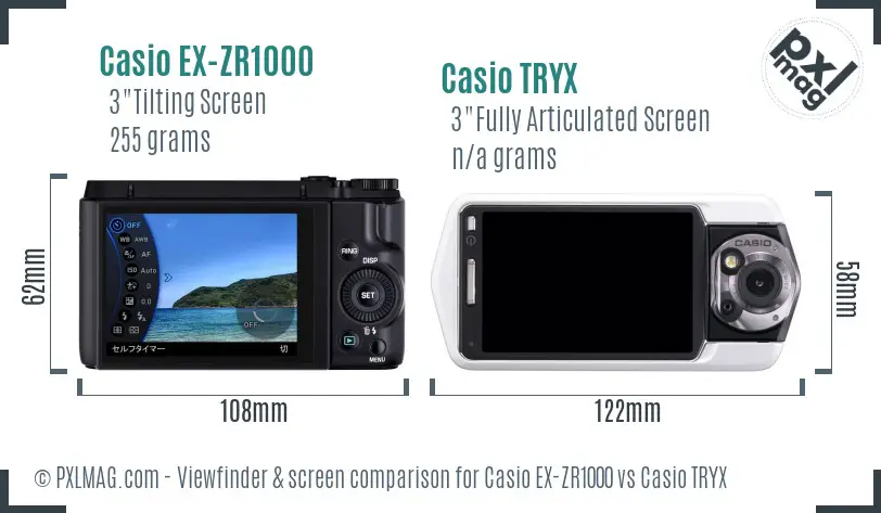 Casio EX-ZR1000 vs Casio TRYX Screen and Viewfinder comparison