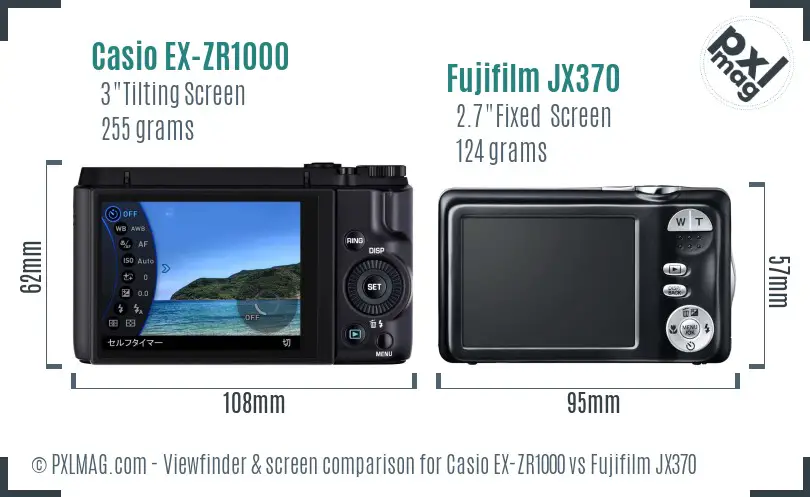 Casio EX-ZR1000 vs Fujifilm JX370 Screen and Viewfinder comparison Casio EX-ZR1000 vs Fujifilm JX370 Screen and Viewfinder comparison