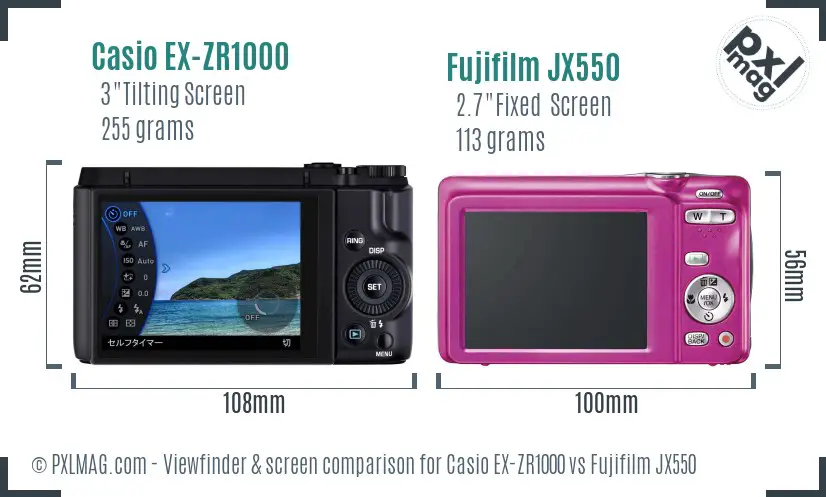 Casio EX-ZR1000 vs Fujifilm JX550 Screen and Viewfinder comparison Casio EX-ZR1000 vs Fujifilm JX550 Screen and Viewfinder comparison
