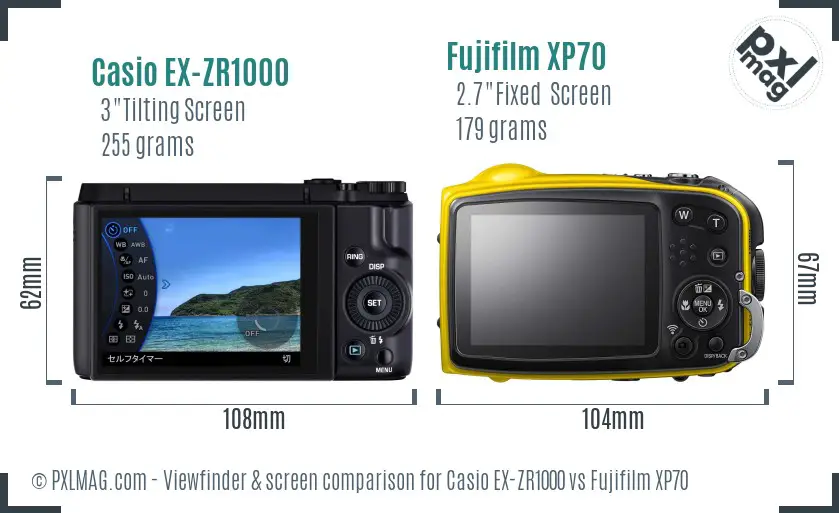 Casio EX-ZR1000 vs Fujifilm XP70 Screen and Viewfinder comparison Casio EX-ZR1000 vs Fujifilm XP70 Screen and Viewfinder comparison