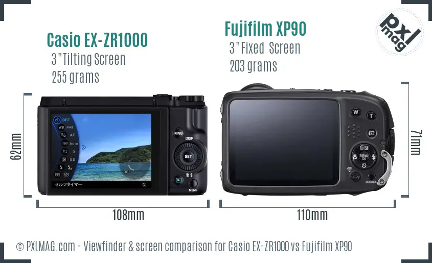 Casio EX-ZR1000 vs Fujifilm XP90 Screen and Viewfinder comparison Casio EX-ZR1000 vs Fujifilm XP90 Screen and Viewfinder comparison