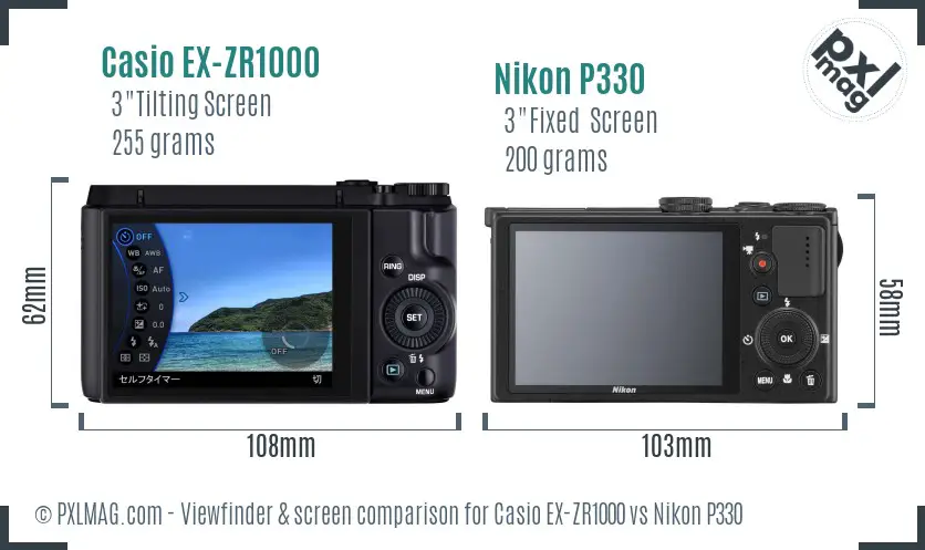 Casio EX-ZR1000 vs Nikon P330 Screen and Viewfinder comparison Casio EX-ZR1000 vs Nikon P330 Screen and Viewfinder comparison