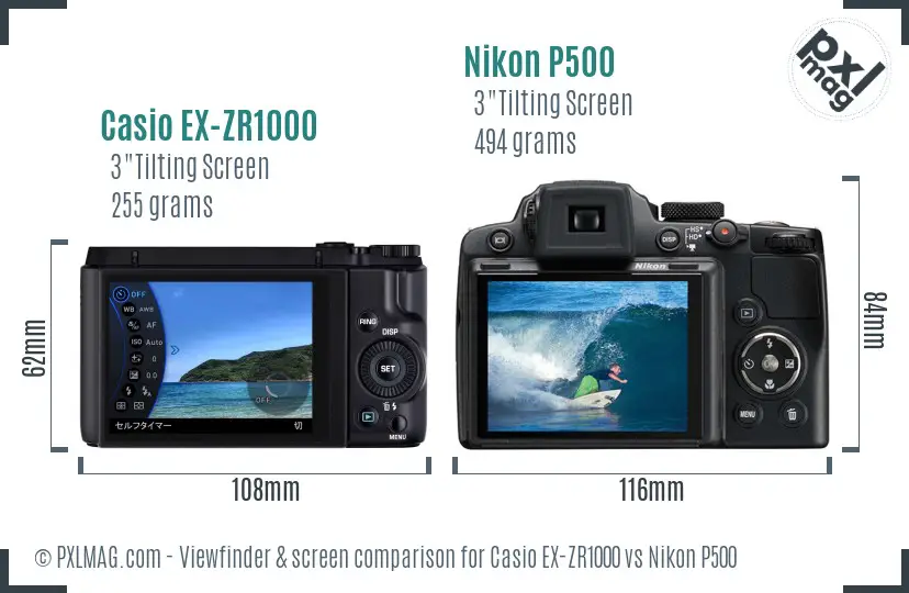 Casio EX-ZR1000 vs Nikon P500 Screen and Viewfinder comparison Casio EX-ZR1000 vs Nikon P500 Screen and Viewfinder comparison