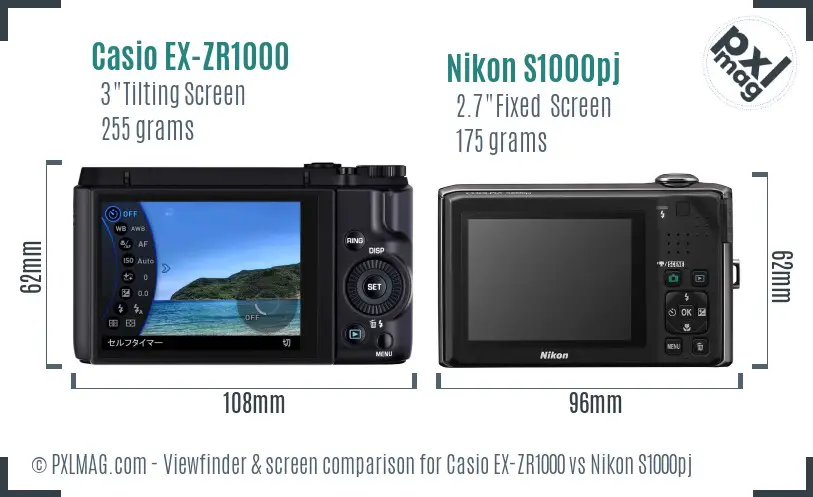 Casio EX-ZR1000 vs Nikon S1000pj Screen and Viewfinder comparison Casio EX-ZR1000 vs Nikon S1000pj Screen and Viewfinder comparison
