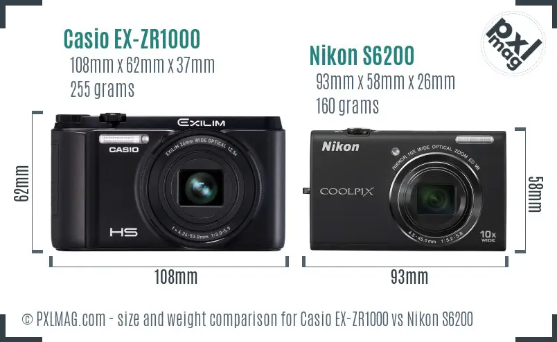 Casio EX-ZR1000 vs Nikon S6200 size comparison Casio EX-ZR1000 vs Nikon S6200 size comparison