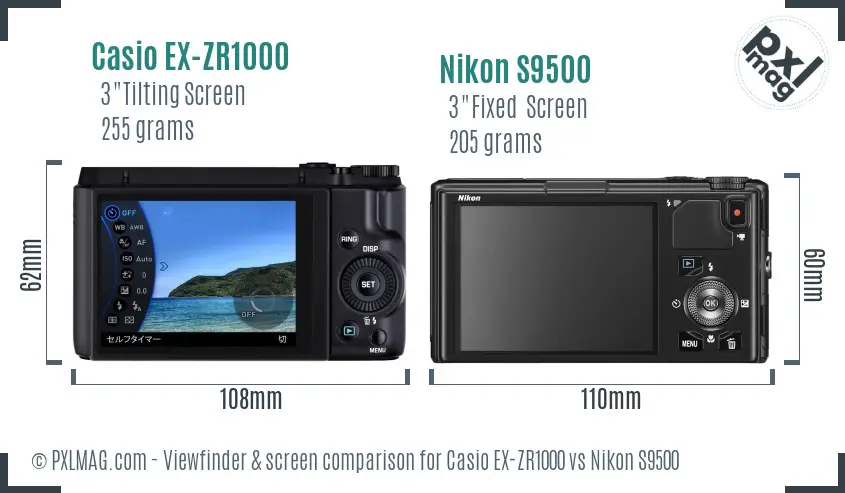 Casio EX-ZR1000 vs Nikon S9500 Screen and Viewfinder comparison Casio EX-ZR1000 vs Nikon S9500 Screen and Viewfinder comparison
