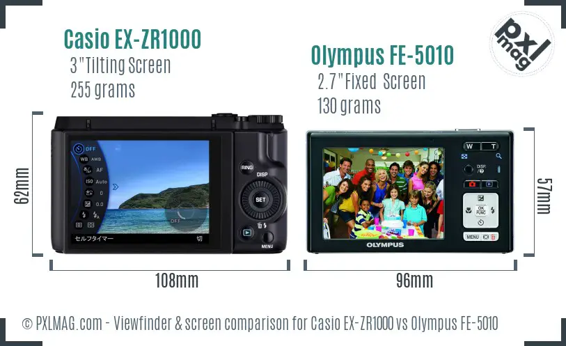 Casio EX-ZR1000 vs Olympus FE-5010 Screen and Viewfinder comparison Casio EX-ZR1000 vs Olympus FE-5010 Screen and Viewfinder comparison