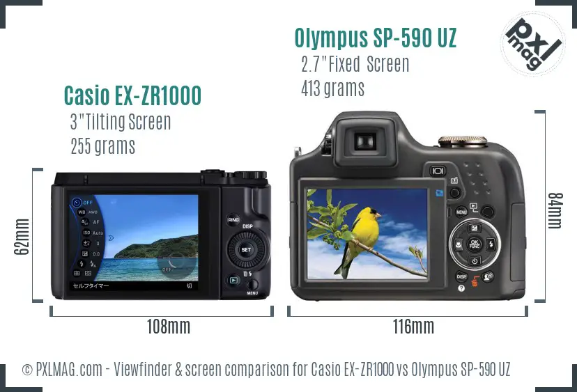 Casio EX-ZR1000 vs Olympus SP-590 UZ Screen and Viewfinder comparison Casio EX-ZR1000 vs Olympus SP-590 UZ Screen and Viewfinder comparison