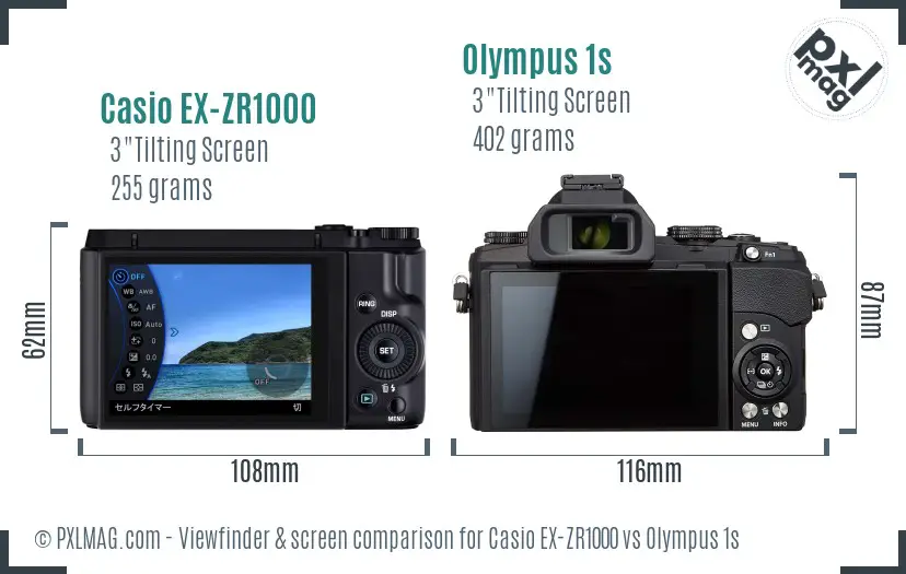 Casio EX-ZR1000 vs Olympus 1s Screen and Viewfinder comparison Casio EX-ZR1000 vs Olympus 1s Screen and Viewfinder comparison