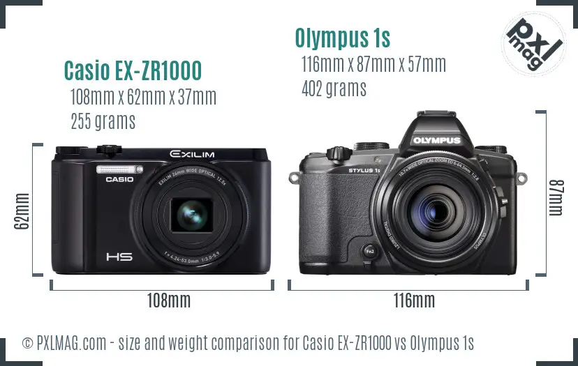 Casio EX-ZR1000 vs Olympus 1s size comparison Casio EX-ZR1000 vs Olympus 1s size comparison