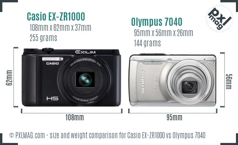 Casio EX-ZR1000 vs Olympus 7040 size comparison