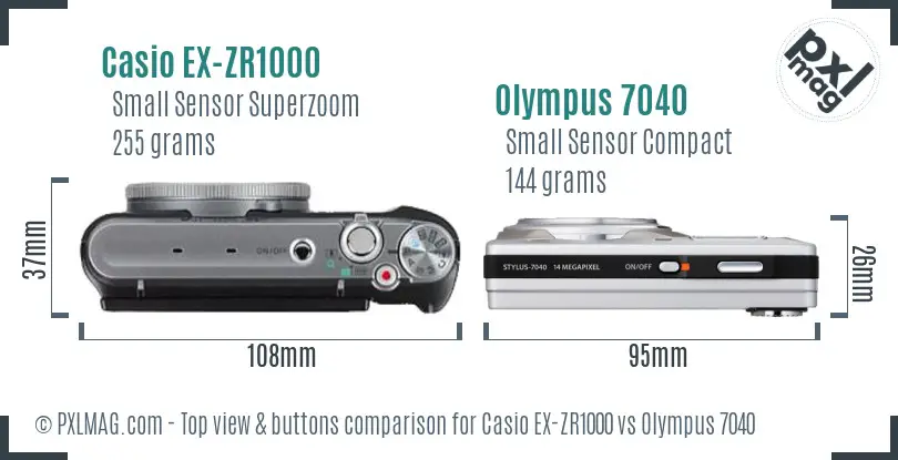 Casio EX-ZR1000 vs Olympus 7040 top view buttons comparison