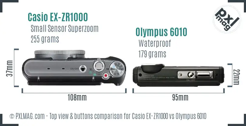 Casio EX-ZR1000 vs Olympus 6010 top view buttons comparison