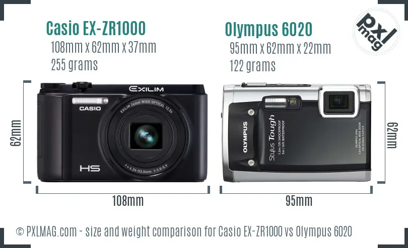 Casio EX-ZR1000 vs Olympus 6020 size comparison
