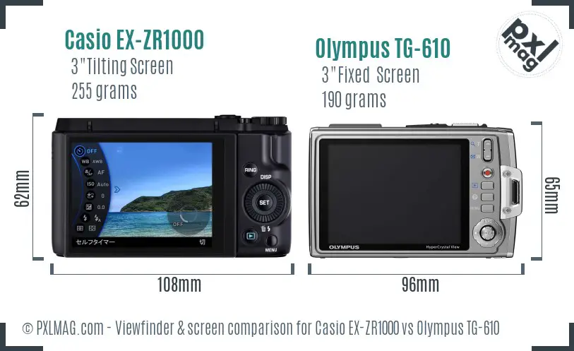 Casio EX-ZR1000 vs Olympus TG-610 Screen and Viewfinder comparison Casio EX-ZR1000 vs Olympus TG-610 Screen and Viewfinder comparison