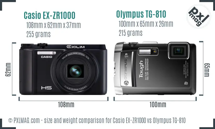 Casio EX-ZR1000 vs Olympus TG-810 size comparison