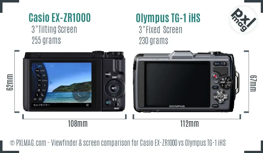Casio EX-ZR1000 vs Olympus TG-1 iHS Screen and Viewfinder comparison Casio EX-ZR1000 vs Olympus TG-1 iHS Screen and Viewfinder comparison