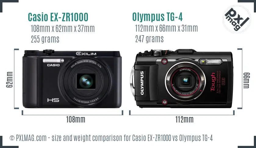 Casio EX-ZR1000 vs Olympus TG-4 size comparison Casio EX-ZR1000 vs Olympus TG-4 size comparison