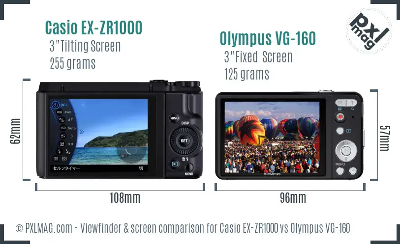 Casio EX-ZR1000 vs Olympus VG-160 Screen and Viewfinder comparison Casio EX-ZR1000 vs Olympus VG-160 Screen and Viewfinder comparison