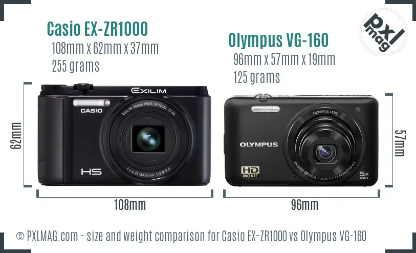 Casio EX-ZR1000 vs Olympus VG-160 size comparison Casio EX-ZR1000 vs Olympus VG-160 size comparison