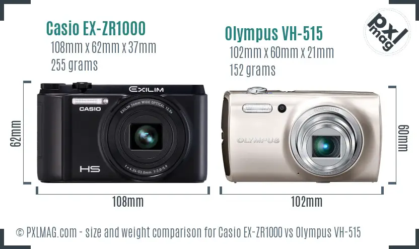 Casio EX-ZR1000 vs Olympus VH-515 size comparison