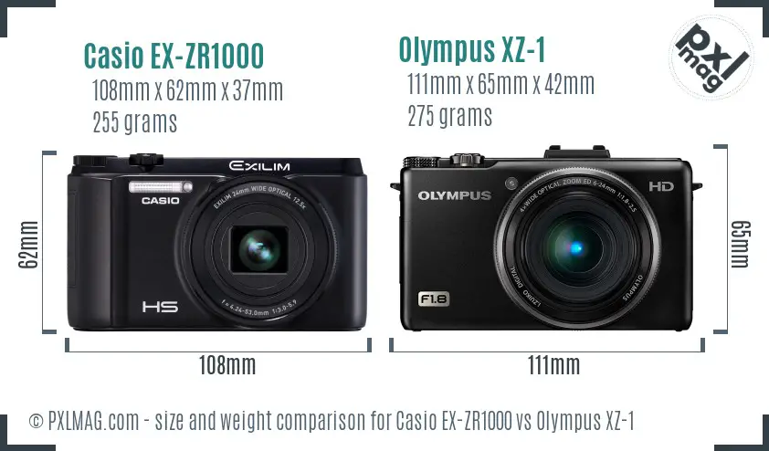 Casio EX-ZR1000 vs Olympus XZ-1 size comparison