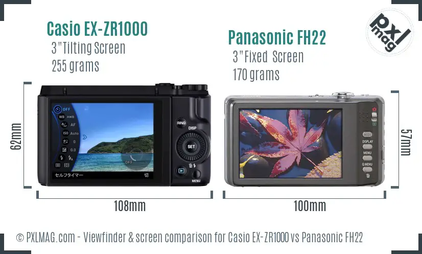 Casio EX-ZR1000 vs Panasonic FH22 Screen and Viewfinder comparison Casio EX-ZR1000 vs Panasonic FH22 Screen and Viewfinder comparison