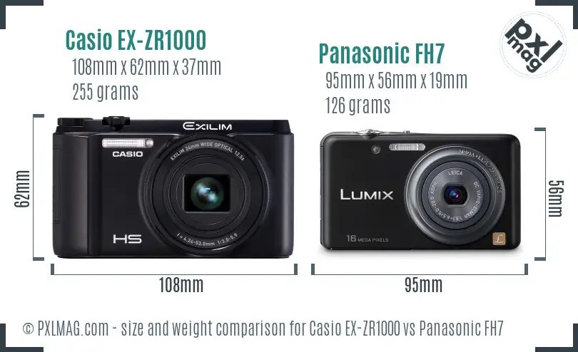 Casio EX-ZR1000 vs Panasonic FH7 size comparison