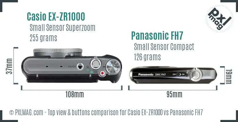 Casio EX-ZR1000 vs Panasonic FH7 top view buttons comparison
