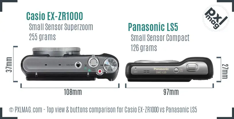 Casio EX-ZR1000 vs Panasonic LS5 top view buttons comparison