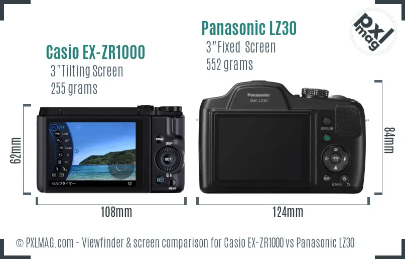 Casio EX-ZR1000 vs Panasonic LZ30 Screen and Viewfinder comparison Casio EX-ZR1000 vs Panasonic LZ30 Screen and Viewfinder comparison