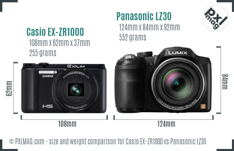 Casio EX-ZR1000 vs Panasonic LZ30 size comparison Casio EX-ZR1000 vs Panasonic LZ30 size comparison
