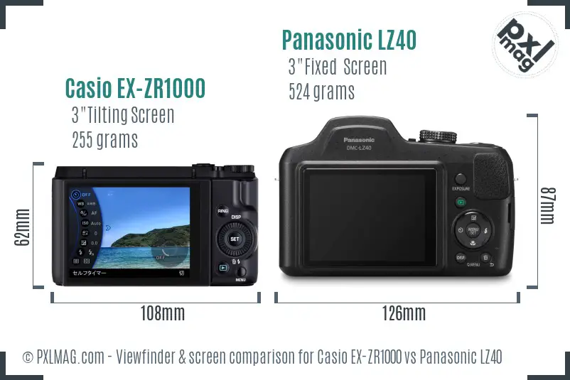 Casio EX-ZR1000 vs Panasonic LZ40 Screen and Viewfinder comparison Casio EX-ZR1000 vs Panasonic LZ40 Screen and Viewfinder comparison