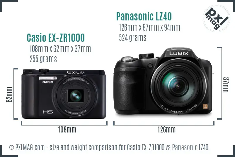 Casio EX-ZR1000 vs Panasonic LZ40 size comparison Casio EX-ZR1000 vs Panasonic LZ40 size comparison