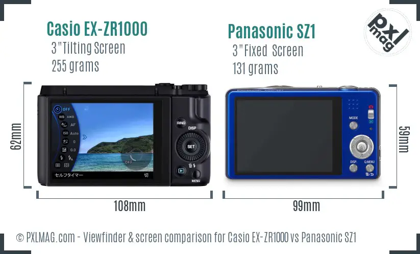 Casio EX-ZR1000 vs Panasonic SZ1 Screen and Viewfinder comparison Casio EX-ZR1000 vs Panasonic SZ1 Screen and Viewfinder comparison