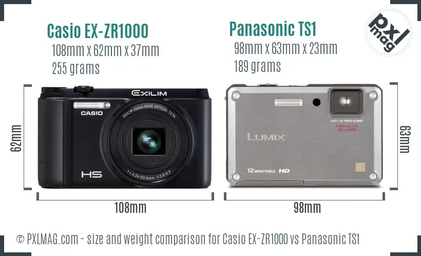 Casio EX-ZR1000 vs Panasonic TS1 size comparison