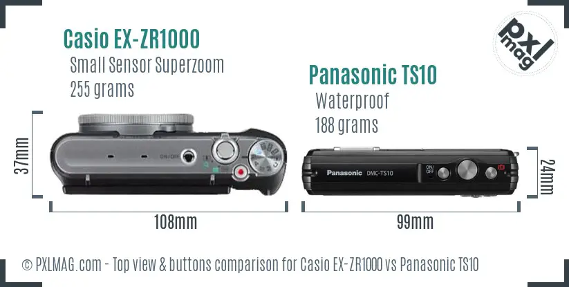 Casio EX-ZR1000 vs Panasonic TS10 top view buttons comparison