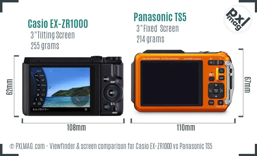 Casio EX-ZR1000 vs Panasonic TS5 Screen and Viewfinder comparison Casio EX-ZR1000 vs Panasonic TS5 Screen and Viewfinder comparison