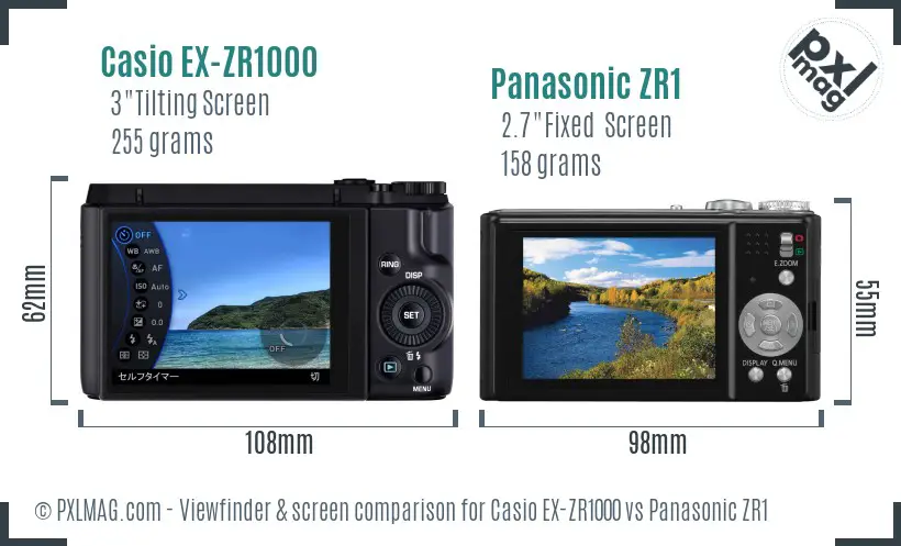 Casio EX-ZR1000 vs Panasonic ZR1 Screen and Viewfinder comparison Casio EX-ZR1000 vs Panasonic ZR1 Screen and Viewfinder comparison