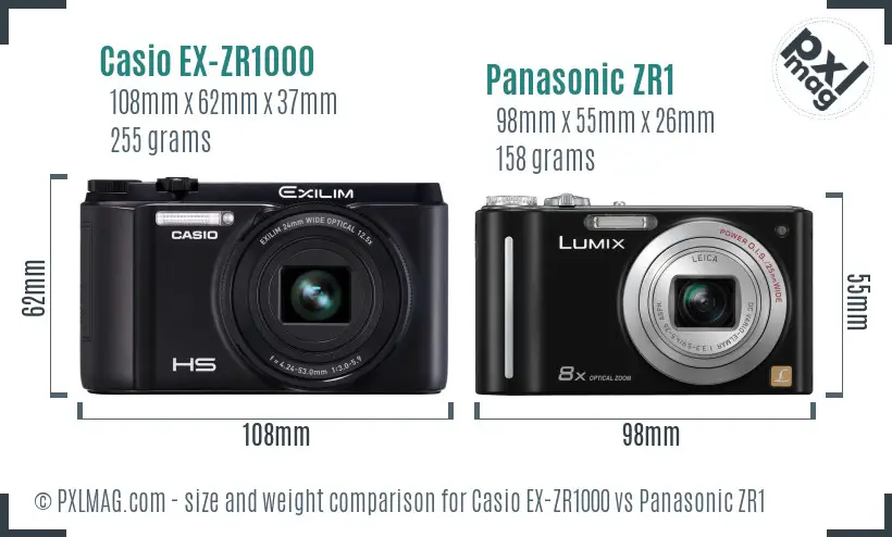 Casio EX-ZR1000 vs Panasonic ZR1 size comparison Casio EX-ZR1000 vs Panasonic ZR1 size comparison