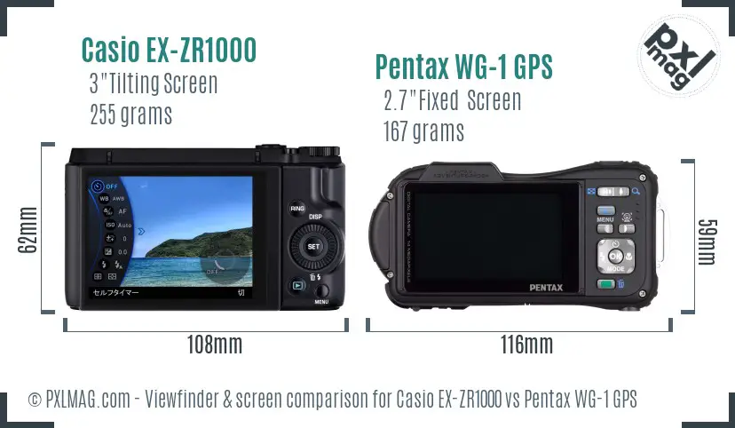 Casio EX-ZR1000 vs Pentax WG-1 GPS Screen and Viewfinder comparison