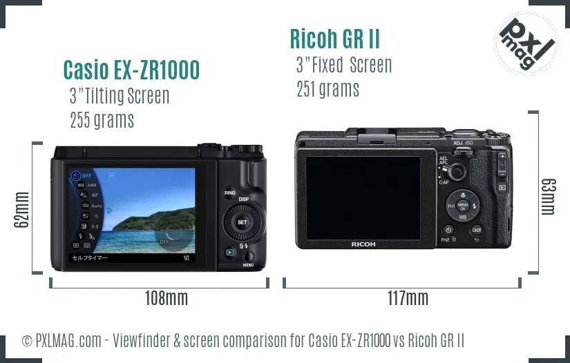 Casio EX-ZR1000 vs Ricoh GR II Screen and Viewfinder comparison Casio EX-ZR1000 vs Ricoh GR II Screen and Viewfinder comparison