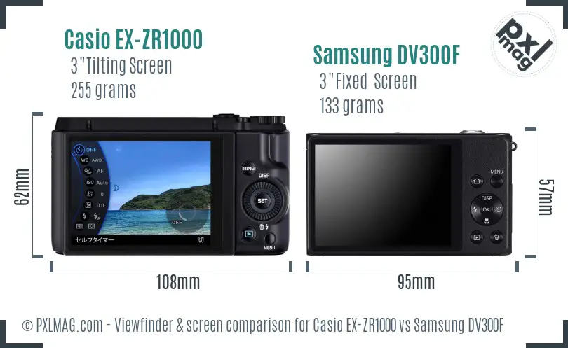 Casio EX-ZR1000 vs Samsung DV300F Screen and Viewfinder comparison