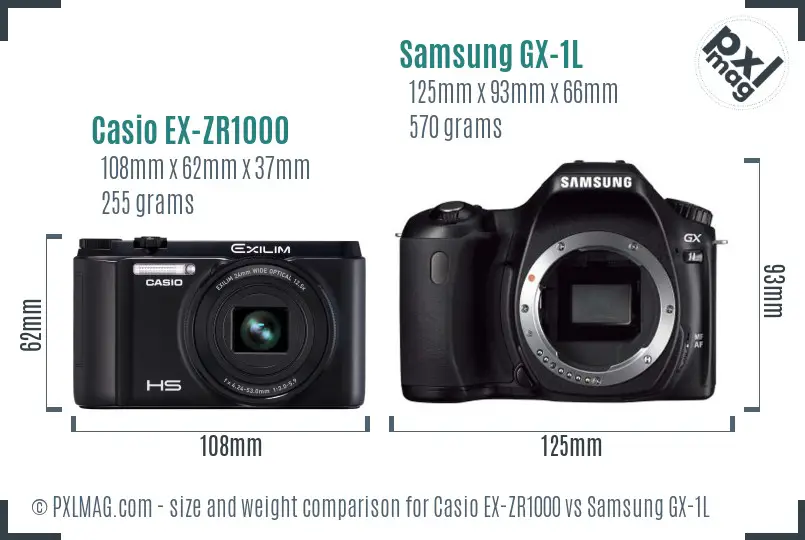 Casio EX-ZR1000 vs Samsung GX-1L size comparison
