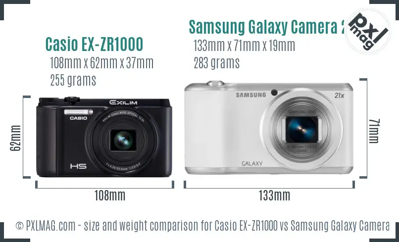 Casio EX-ZR1000 vs Samsung Galaxy Camera 2 size comparison