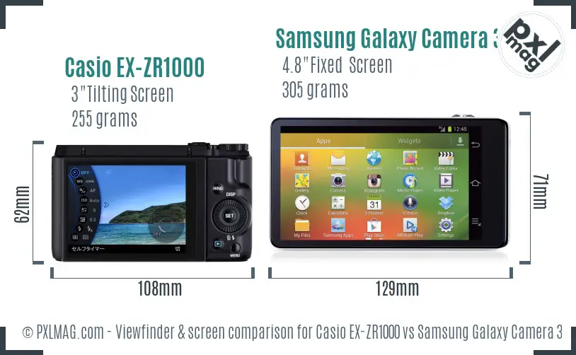 Casio EX-ZR1000 vs Samsung Galaxy Camera 3G Screen and Viewfinder comparison Casio EX-ZR1000 vs Samsung Galaxy Camera 3G Screen and Viewfinder comparison